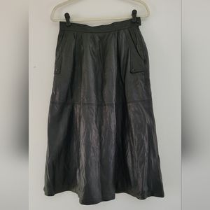 Dino Valiano Vintage Black Leather A-line Skirt Size 40